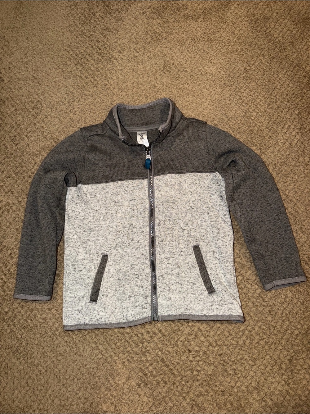 Carter's Boy’s Two-Tone Gray Polyester Fleece Full-Zip Kids Jacket - 5T